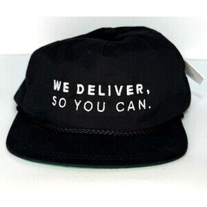 SNAG We Deliver So You Can Rope Hat Black Strapback Arrive Cap NWT